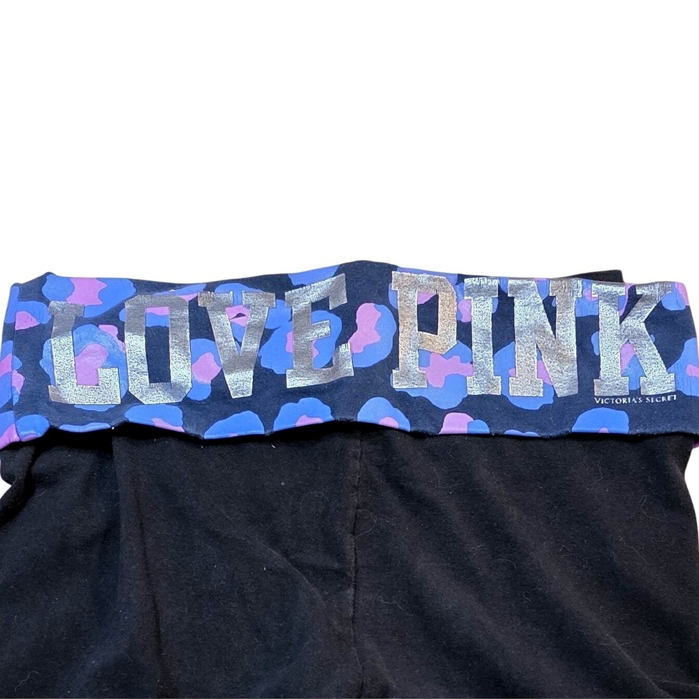 Victoria's Secret PINK‎ Foldover Yoga Leggings Black Leopard Print Silver  S
Y2K